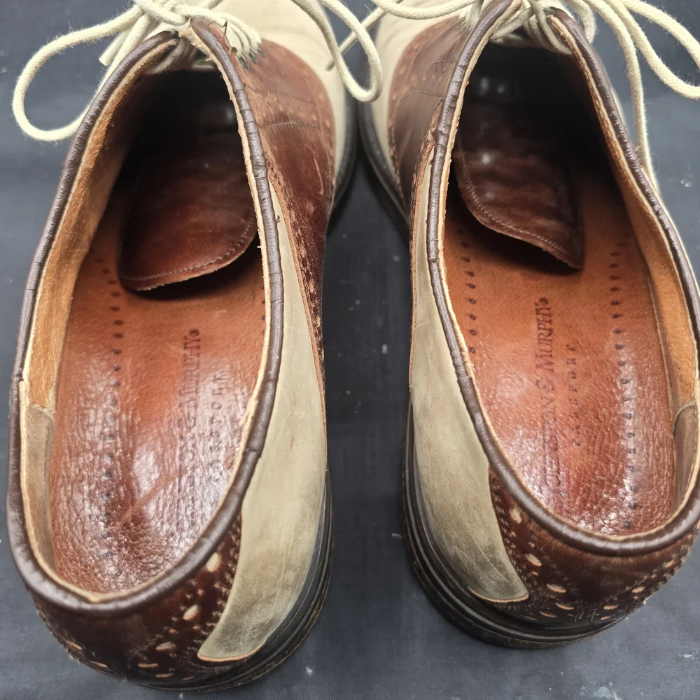 Brown and Tan Oxford‎ Shoes with Lace-Up Design
